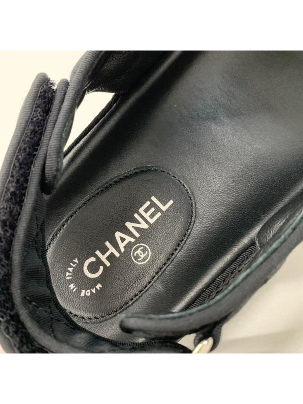 Chanel Fabric CC Logo Rhinestone Velcro Sandals - Picture 7 of 10